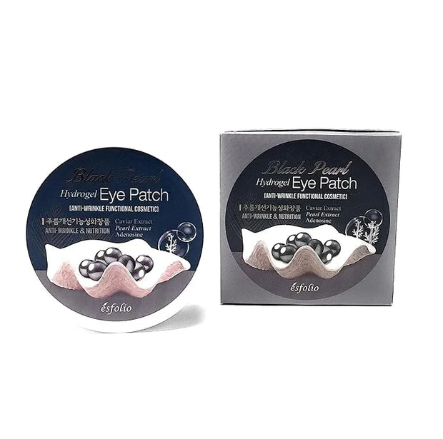 esfolio Black Pearl Extract Hydrogel Eye Patch – Hydrating Under-Eye Mask for Dark Circles, Puffiness, Wrinkles, Korean Sk...