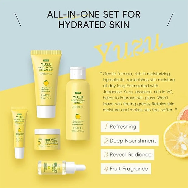 JAPAN Yuzu Skin Care Set, Yuzu Skin Care Routine Kit For Women & Teen Girls, Natural Skincare Set For Women With Serum,Ton...
