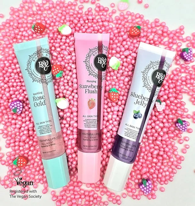 Rosee Lip Gloss Vegan & Cruelty Free Treatment, Professional Make up, Long Lasting Glossy with Shea Butter, Moisturize, Pr...