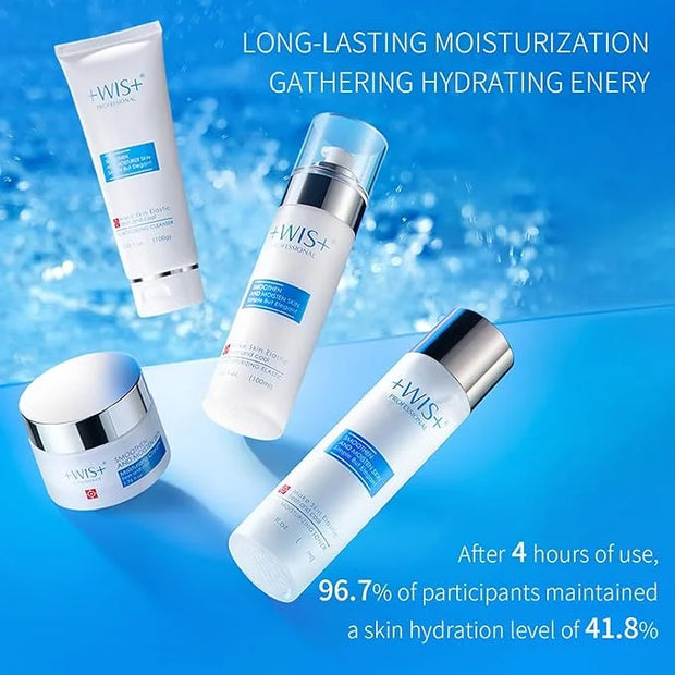 '+WIS+ Moisturizing 4-Piece Skin Care Set - with Facial Cleanser, Toner, Lotion, Cream for for Cleansing, Hydration, Repai...