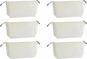 Juvale 6 Pack Canvas Makeup Bags with Zipper - 11.75 x 5.5 In White Cotton Canvas Makeup Bag Set for Toiletries and DIY Cr...