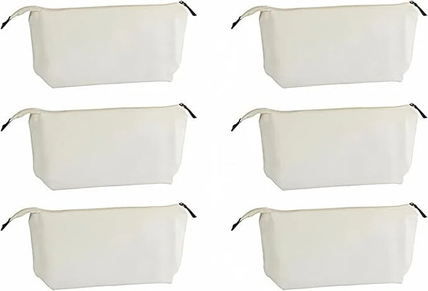 Juvale 6 Pack Canvas Makeup Bags with Zipper - 11.75 x 5.5 In White Cotton Canvas Makeup Bag Set for Toiletries and DIY Cr...