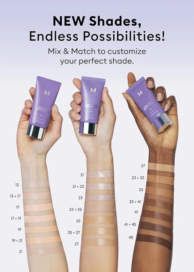 MISSHA M PERFECT COVER SERUM BB CREAM No.17 Fair- Fair with Cool Undertone, Skin Tint, Tinted Moisturizer, Skin Care Found...