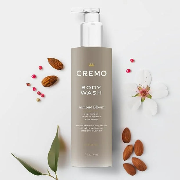 Cremo Skin Moisturizing Almond Bloom Women's Body Wash, Notes of Spicy Pink Pepper, Creamy Almond, and Soft Suede, 16 Fl O...