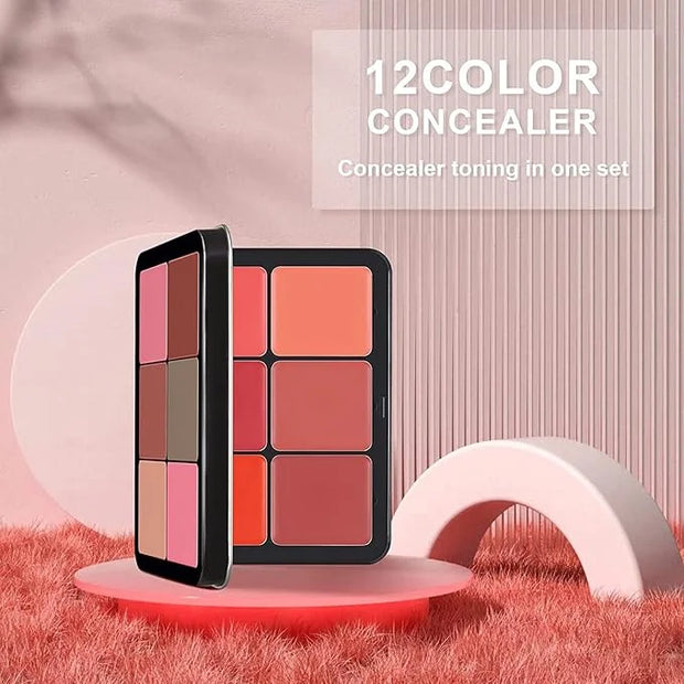12 Colors Blush Palette,Highlighter Blush Powder Makeup,Long-Wearing,Smudge Proof,Natural-Looking,Blendable Cruelty-Free M...
