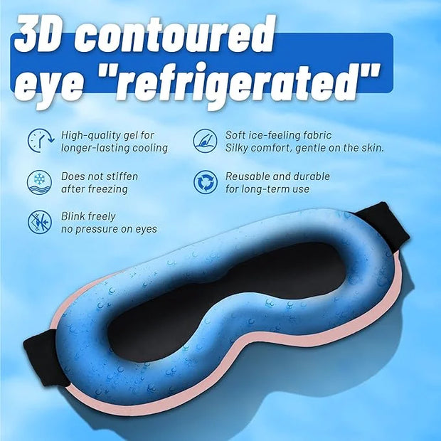 Cooling Gel 3D Sleep Eye Mask-Weighted Blackout Sleep Mask & Cold Compress for Dark Circles, Dry Eyes, and Puffiness - Com...