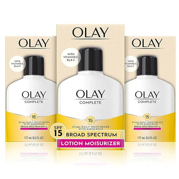 Olay Complete Lotion Moisturizer with Sunscreen SPF 15 Normal, 6.0 Fluid Ounce, 3 Count - Product Image