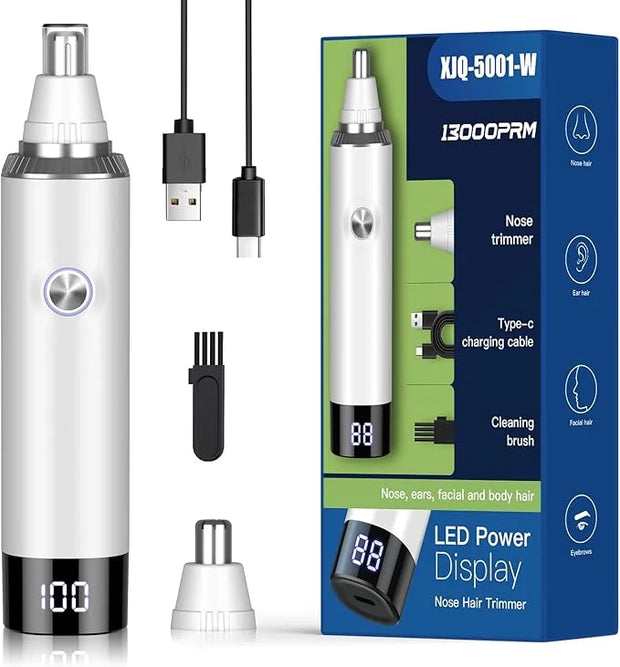 Ear & Nose Hair Trimmer with LED Display for Men Women,Painless USB Rechargeable Eyebrow & Facial & Nose Hair Trimmer Clip...