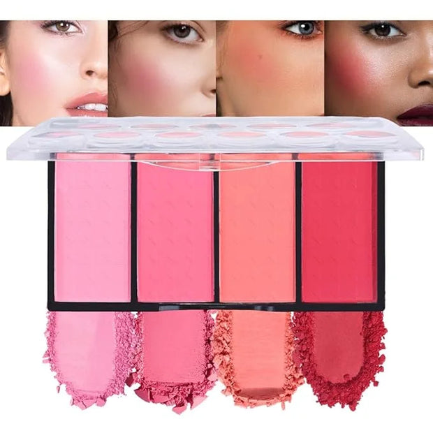 Quads Blush Makeup Palette, Matte Pressed Powder Blushes Palette, Lip & Face Paint Palette for Women, Lasting Light Pink &...