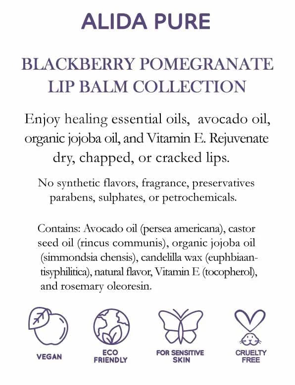 Blackberry Pomegranate Lip Balm Collection, Vegan Lips,