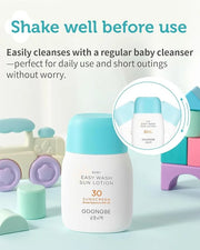 Baby Easy Wash Sun Lotion SPF 30 - Korean Moisturizing Zinc Oxide Mineral Sunscreen for Babies and Kids - Washes Off Easil...