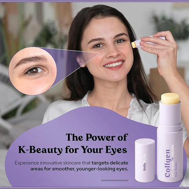 BellaBLISS Collagen Eye Balm Stick for Dark Circles, Puffiness & Wrinkles – Cooling Under Eye Cream with Collagen, Anti-Ag...