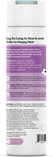 Hello Bello Soft Lavender Conditioner | Hypoallergenic, pH-Balanced & Dermatologist-Tested, Plant Based Formula for Babies...