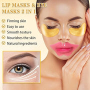 CAHIUYOA 30PCS Lip Mask and Under Eye Masks Set,Pink Lip Masks for Dry Lips 24K Gold Eye Patches for Puffy Eyes,Effective ...