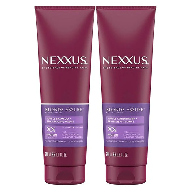 Nexxus Blonde Assure Purple Shampoo & Conditioner Color Assure 2 Pack Blonde, Bleached & Silver Hair Color Shampoo & Condi...