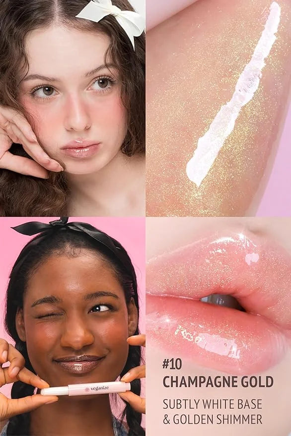 self beauty Veganize Collagen Lip Glass Balm - Hydrating Lip w/Hyaluronic Acid - Vegan Korean Lip Balm Moisturizing Lip Ca...