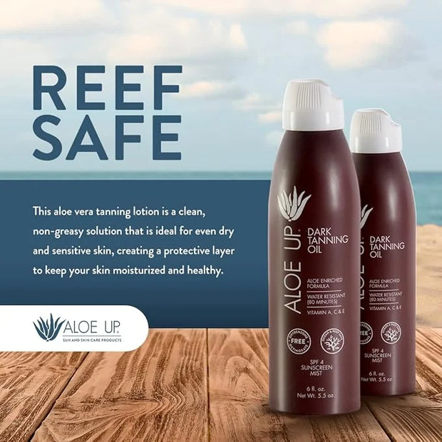 Aloe Up SPF 4 Dark Tanning Oil - Body and Face Tanning Continuous Spray for Outdoor Sun - With Sunscreen, Pure Aloe Vera, ...