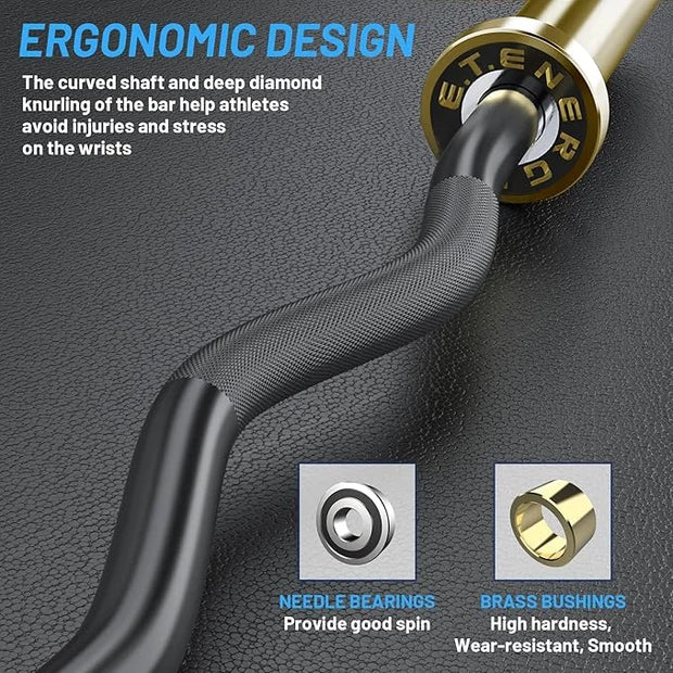 47" Olympic EZ Curl Bar 500-lbs Capacity Steel 2" Barbell - Product Image