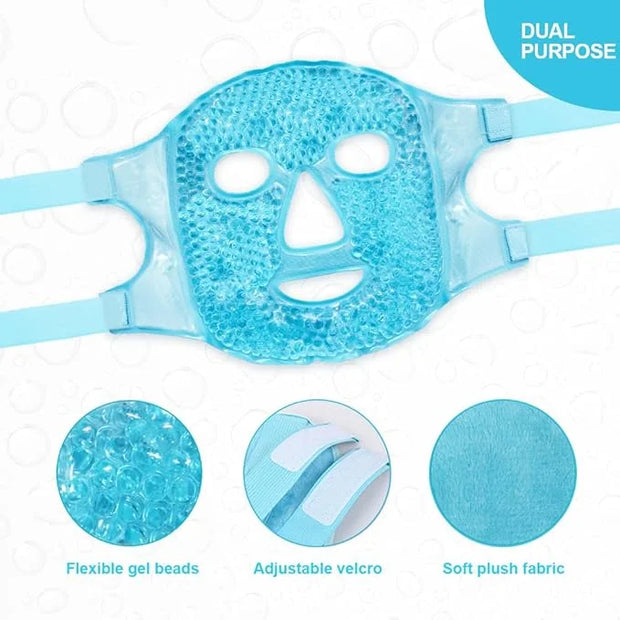 Cold Face Eye Masks Ice Face Mask Hot Cold Compress For Dark Circles, Puffiness, Migraines, Headache, Stress, Redness, Coo...