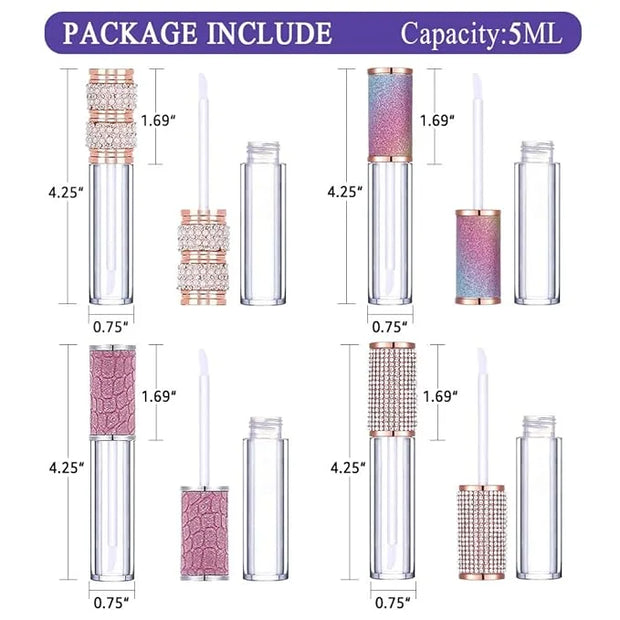 AMORIX 20 Pack Diamond Lip Gloss Tubes with Wand 5ml Empty Rhinestone Cute Lipgloss Bottles/Containers Crystal Lip Gloss S...