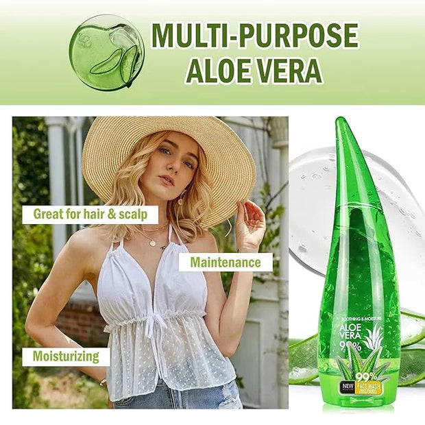 99% Organic Aloe Vera Gel,Aloe Vera Soothing Gel,Natural Moisturizing Lotion for Soothing Skin Care,Long Lasting Moisturiz...