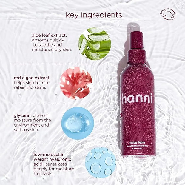 HANNI Water Balm Hydrating Body Mist, Moisturizer Spray with Hyaluronic Acid for All Skin Types, Lotion Replacement, 200 m...