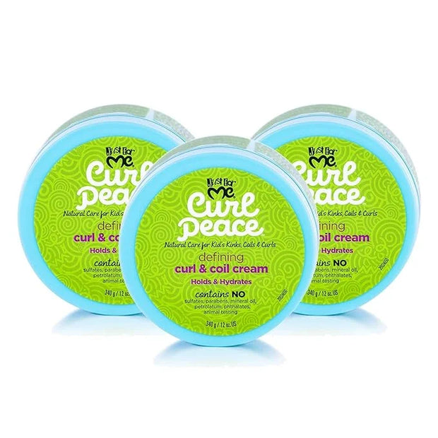 Just For Me Curl Peace Defining Curl & Coil Cream (3 Pack) - Holds & Hydrates, Contains Flaxseed, Avocado Oil & Black Cast...