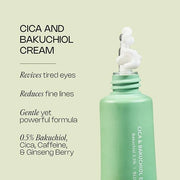 Meebak Eye Cream with Bakuchiol, Caffeine & Cica | Korean Anti-Aging Eye Treatment for Puffy Eye Bags, Dark Circles, Fine ...