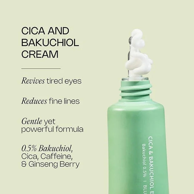 Meebak Eye Cream with Bakuchiol, Caffeine & Cica | Korean Anti-Aging Eye Treatment for Puffy Eye Bags, Dark Circles, Fine ...