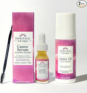 HERITAGE STORE Castor Serum and Castor Oil Roll On - Lash Serum for Fuller, Longer Looking Eyelashes w/Organic Castor Oil,...