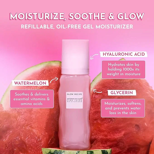 Glow Recipe Pink Juice Water Gel Face Moisturizer for Women, Men & Teens - Hydrating Hyaluronic Acid, Radiance Boosting, N...