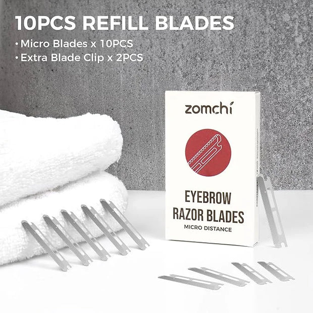 ZOMCHI Reusable Metal Dermaplane Tool Refills, Set of 10 Replacement Blades (Micro Distance), Dermaplaning Razor Refills, ...