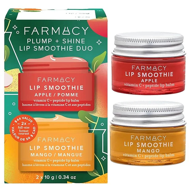 Farmacy Plump + Shine Lip Smoothie Duo - Peptide Lip Balm - Lip Moisturizer & Plumper with Vitamin C - Apple & Mango with ...