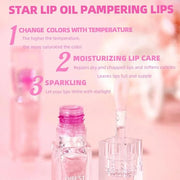 Magic Color Changing Lip Oil, PH Temperature Color Change Lip Glow Oil Plumping Lip Gloss with Big Brush, Non-sticky Moist...