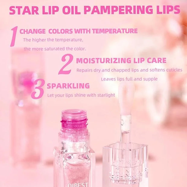 Magic Color Changing Lip Oil, PH Temperature Color Change Lip Glow Oil Plumping Lip Gloss with Big Brush, Non-sticky Moist...