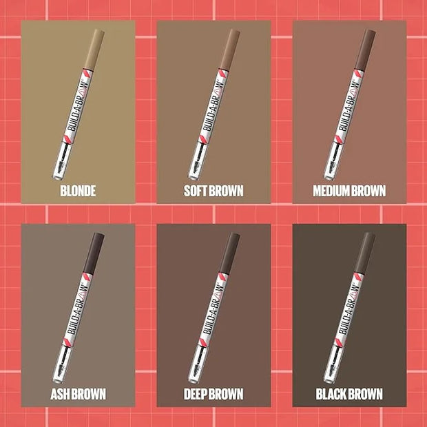 Maybelline Build-A-Brow 2-in-1 Brow Pen and Sealing Eyebrow Gel, Eyebrow Makeup for Real-Looking, Fuller Brows, Black Brow...