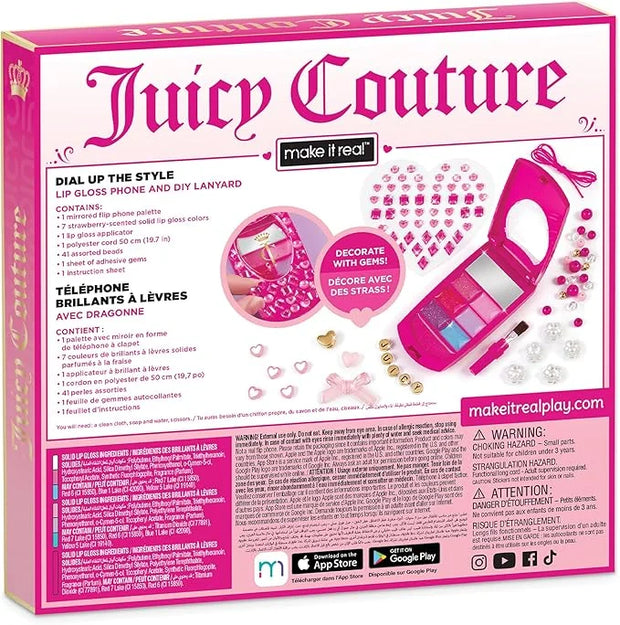 Make It Real Juicy Couture Lip Gloss Dial Up The Style Phone & DIY Lanyard - 7 Strawberry-Scented Lip Gloss Colors, Create...