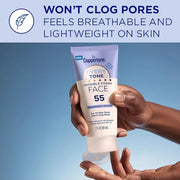 Coppertone Every Tone Invisible Finish Face Sunscreen Lotion SPF 55, Lightweight, Blends in Clear Sunscreen for All Skin T...