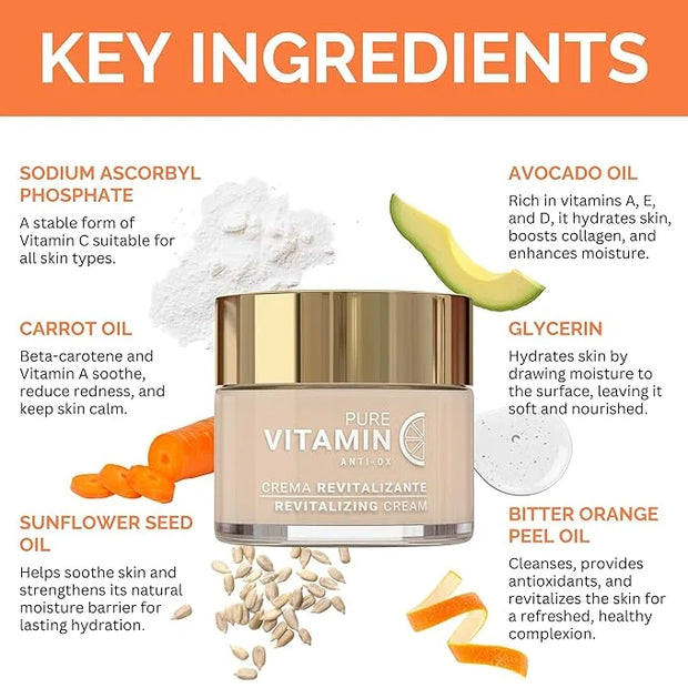 Noche Y Dia Vitamin C Face Cream - Hydrating, Lightweight, Non-Greasy Moisturizer for All Skin Types - Anti-Aging Formula ...