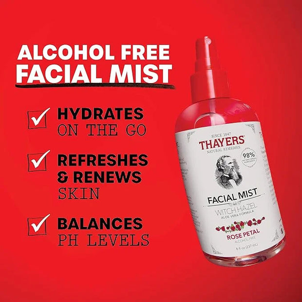 Thayers Alcohol-Free Witch Hazel Facial Mist Toner with Aloe Vera, Rose Petal, Soothing and Hydrating, For All Skin Types,...