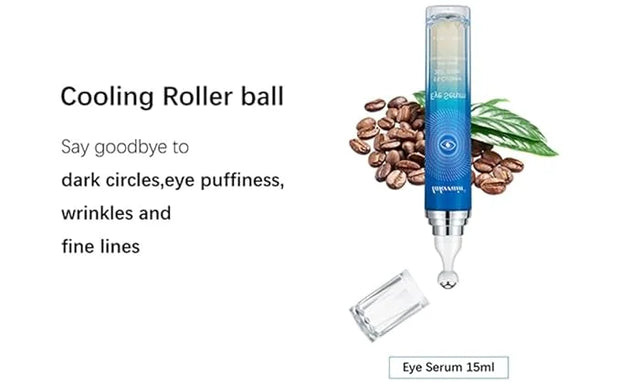 5% Caffeine Eye Serum, Anti-Aging Hydrating Eye Serum with 360° Massage Ball,Caffeine Eye Roller Reduce Wrinkles and Fine ...