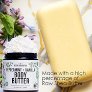 Peppermint Vanilla Body Butter - Natural Lotion for Women with Shea Butter & Jojoba Oil - Non-Greasy Whipped Body Lotion f...