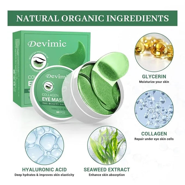 Under Eye Mask, 30 Pairs Seaweed Eye Masks for Dark Circles and Puffiness Treatment, Under Eye Patches for Puffy Eyes and ...