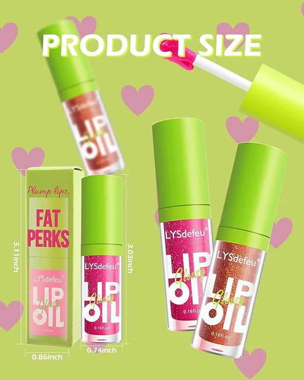 Hydrating Lip Glow Oil-1Pcs Tinted Plumping Lip Oil Gloss,Fat Oil Lip Gloss,Big Brush Head lip glaze,Clear Lip Gloss Plump...