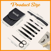 TsMADDTs Professional Stainless Steel Tweezers for Women and Men, 7 Pack Precision Tweezers for Eyebrows with Curved Sciss...