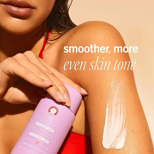 First Aid Beauty - KP Smoothing + Brightening Body Lotion with 10% AHA, Lactic Acid, Urea + Colloidal Oatmeal, Exfoliate +...