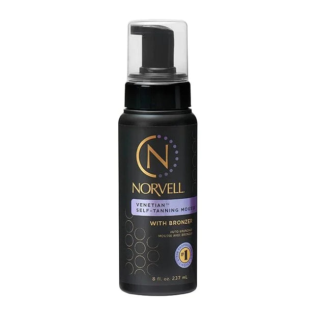 Norvell Venetian Sunless Self Tanner Mousse with Bronzer, 8 Fl Oz - Instant Self Tanning - Natural Looking - Anti-Orange -...