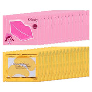 Sulily 30 Pairs Lip Masks & Eye Mask,24K Gold Gel Crystal Collagen Eye Patches for Puffy Eyes,Effectively Nourishes,Moistu...