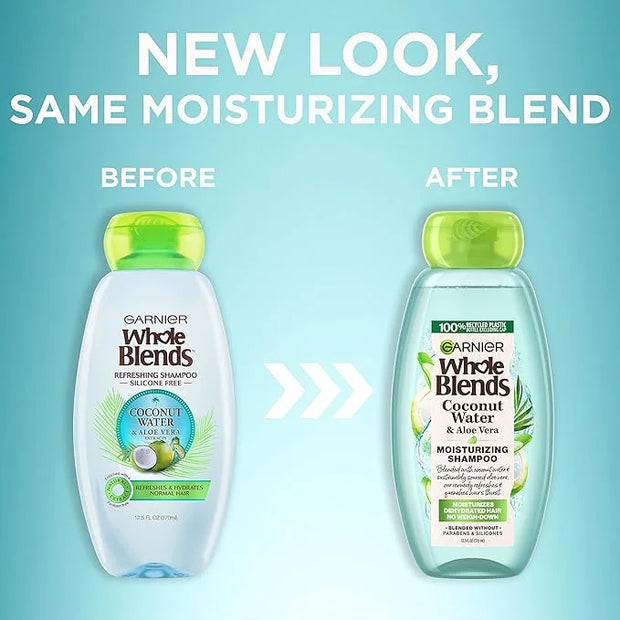 Garnier Whole Blends Coconut Water & Aloe Vera Refreshing Conditioner for Normal Hair, 26.6 Fl Oz, 1 Count (Packaging May ...