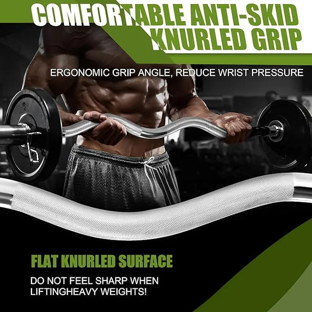 47" Olympic Barbell Curl Bar EZ Bar Strength 440-Pound Capacity - Product Image